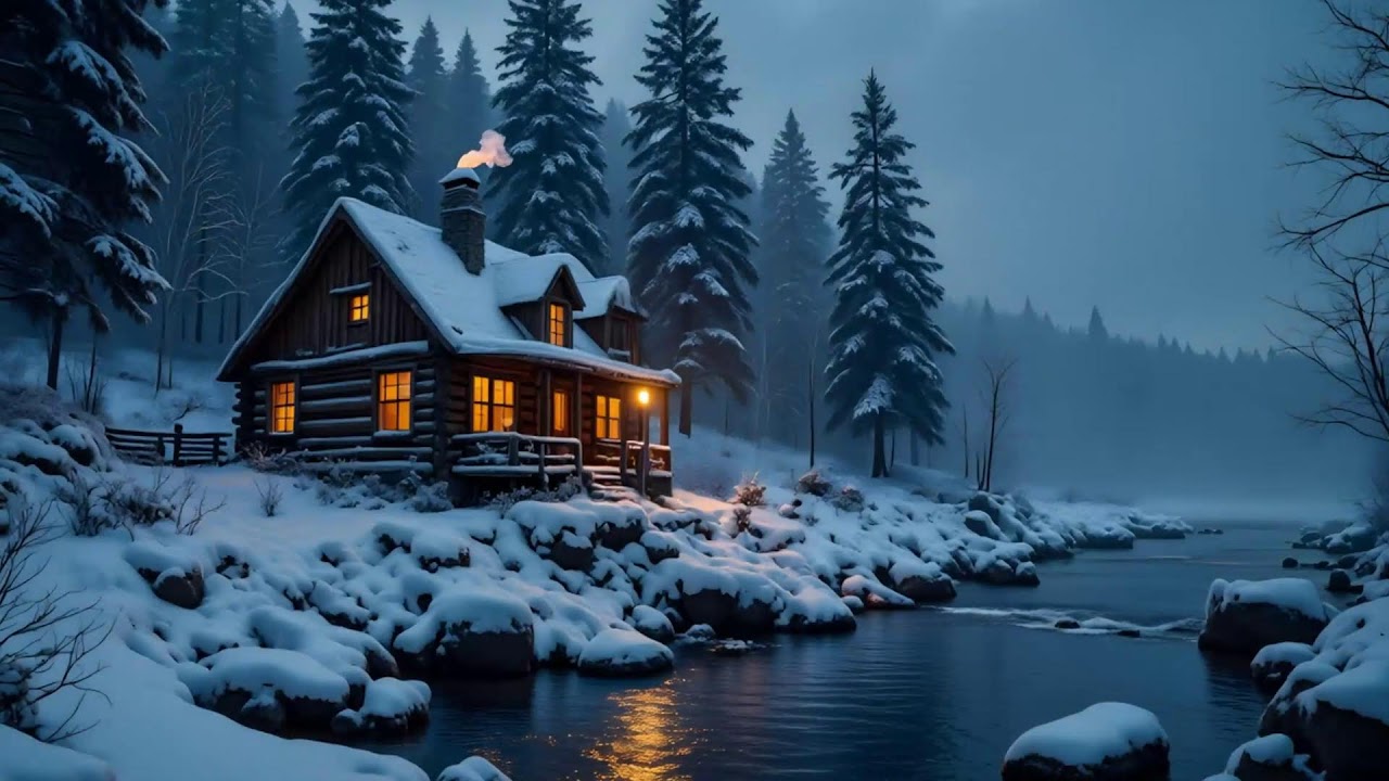 A Quiet Place to Breathe — Peaceful River, Warm Cabin Light, and Endless Night Stillness
