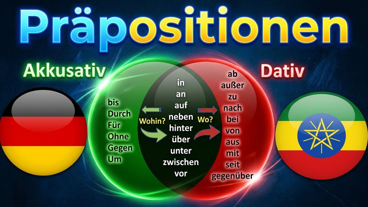 ጀርመንኛ - አማርኛ | German-Amharic | Präpositionen mit Akkusativ und Dativ