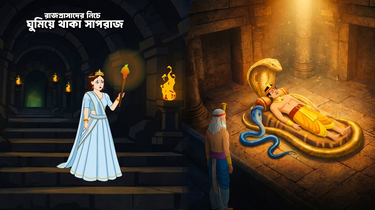 রাজপ্রাসাদের নিচে ঘুমিয়ে থাকা সাপরাজ | snake king sleeping under palace | Jungle Cartoon Story