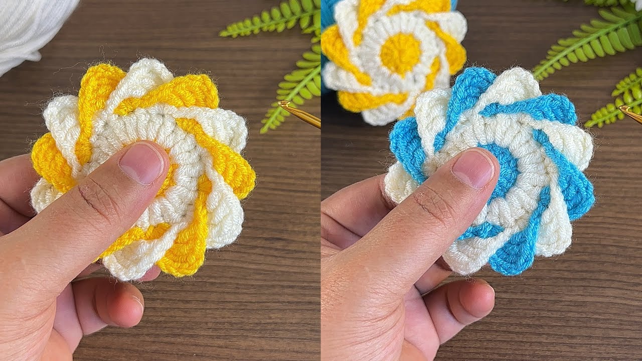 easy to make 2 color crochet flower motif