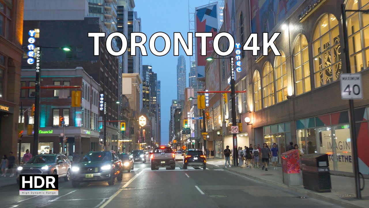 Driving Toronto 4K HDR - Toronto's Main Street at Sunset - Canada