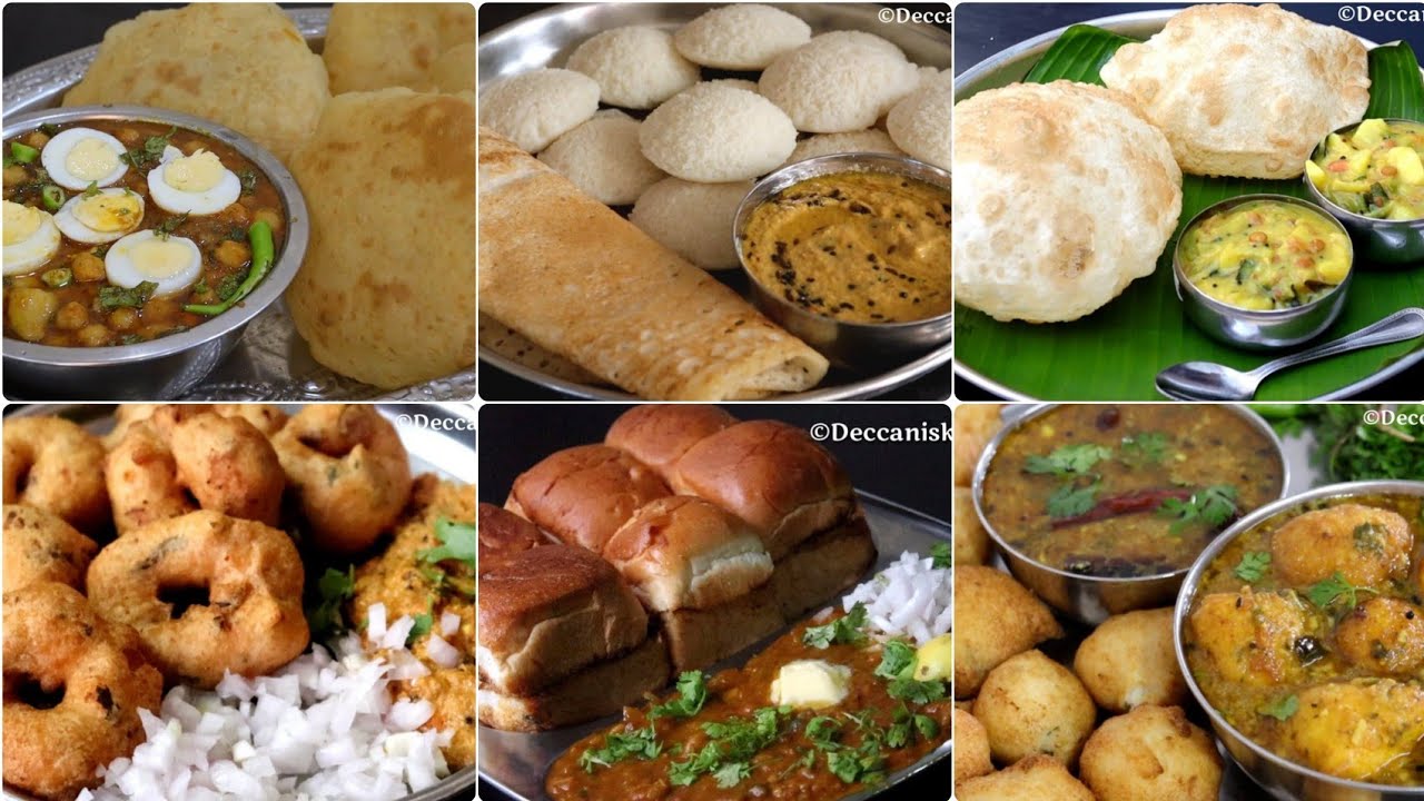 7 Day's/7 Breakfast Recipes/Idli Dosa/Besan Chutney Poori/Rasam Vada/Chhole Bhature/Pav Bhaji/vada