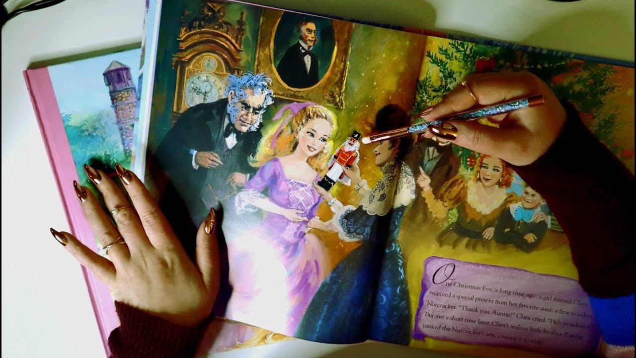 ASMR Book Sounds 📚/ Page Turning & Squeezing / Inaudible Whispering / Nutcracker & Rapunzel