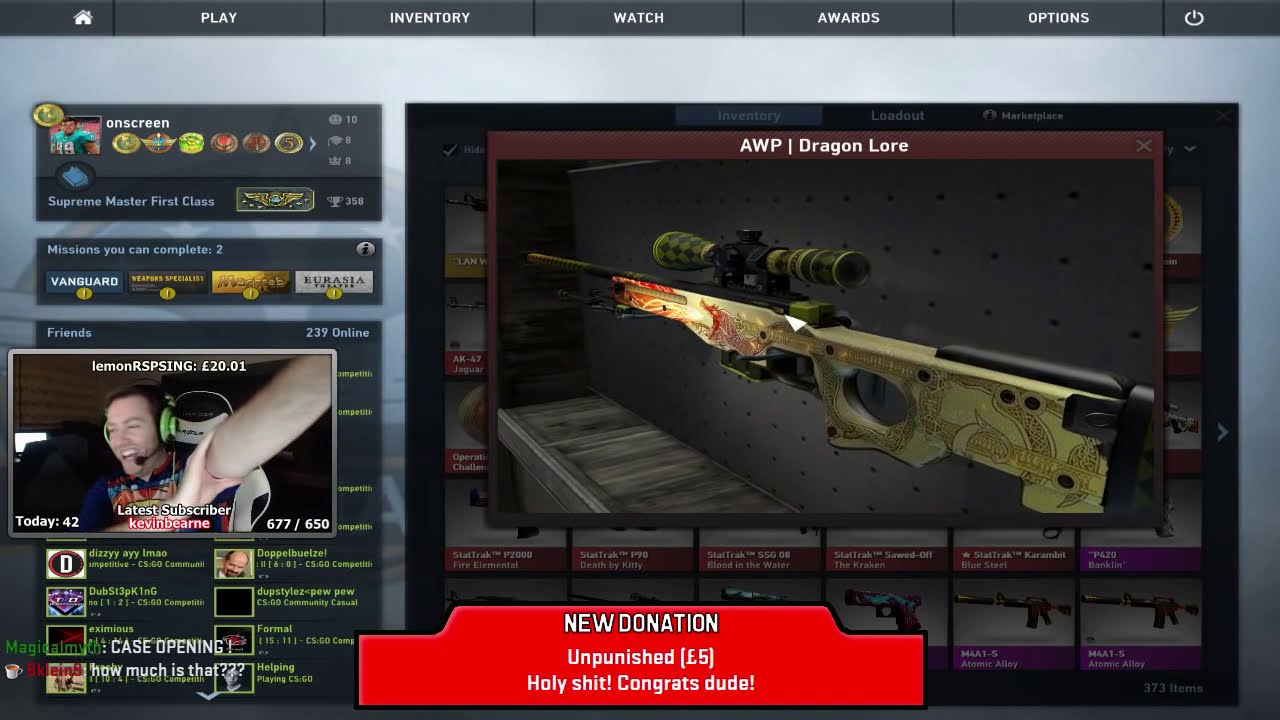 AWP DRAGON LORE INSANE TRADE UP! (10% Chance) - LIVE ON STREAM