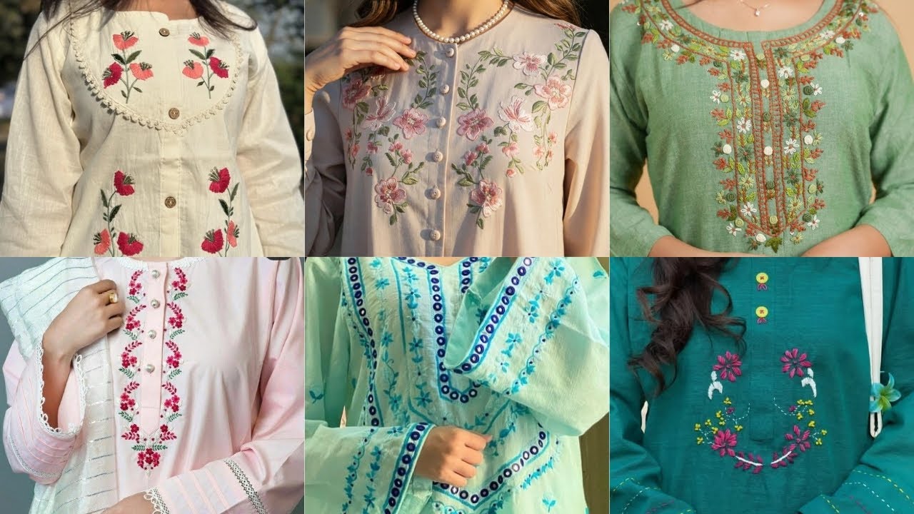 Beautiful hand embroidery neck design ideas 🪡💐 RF Handcraft 