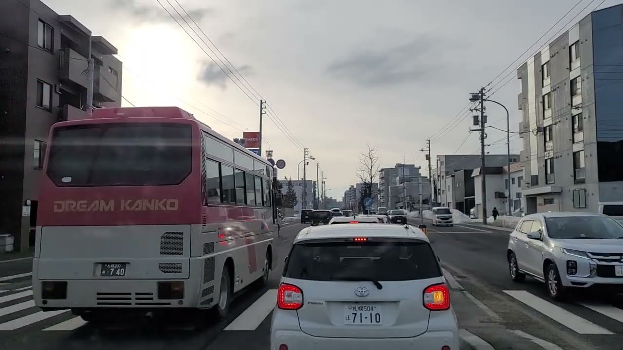 2026年3月12日朝　札幌市西区発寒6条9丁目～二十四軒手稲通～正路通～広島通～北1条宮の沢通交差点