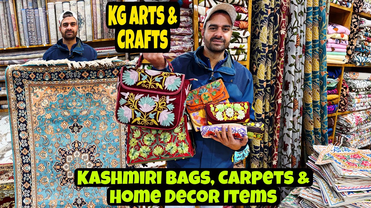 Amazing Kashmiri Bags, Purses, Carpets, Curtains, Bedsheets & Paper Mashi Items at KG Arts & Crafts.