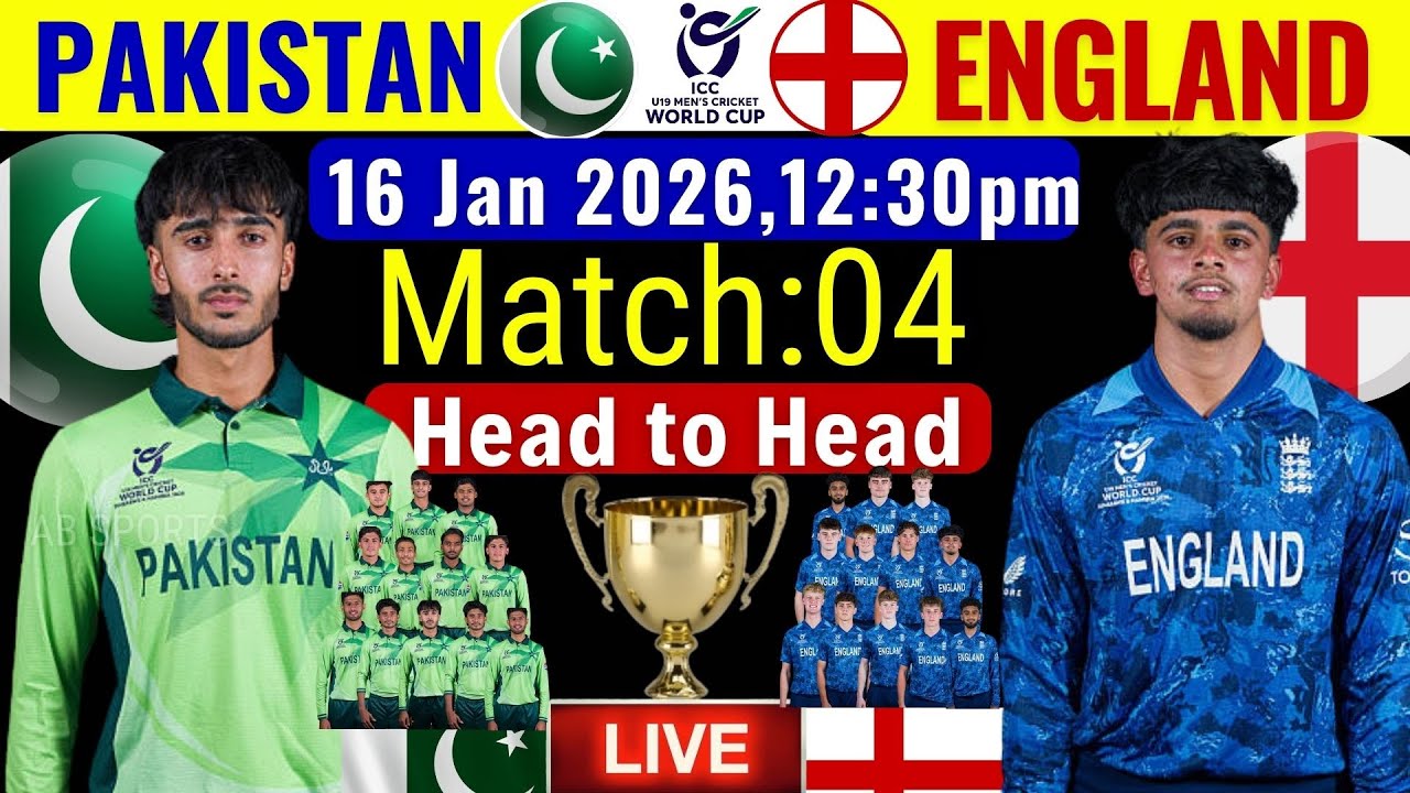 🔴Live: Pakistan U19 vs England U19 | Under 19 World Cup Match-4 | Pak U19 vs Eng U19 Playing 11 |