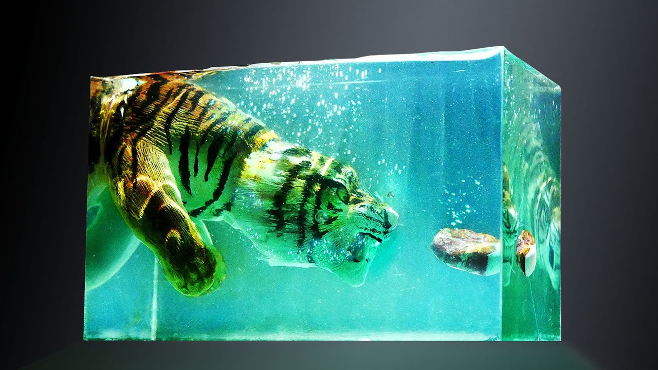 How To Make a Tiger Underwater Diorama / Polymer Clay / Epoxy resin