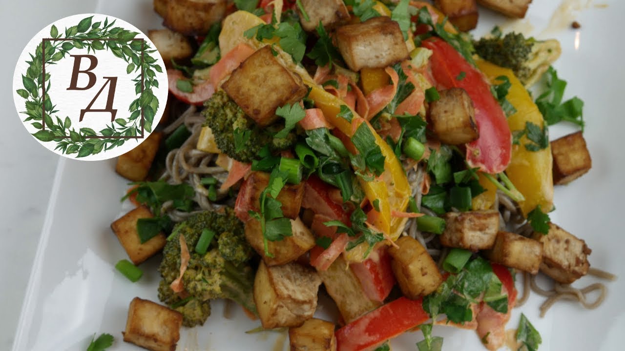 Тофу под соусом из Тахини и Лапша Соба (Вкусный ужин за 30 минут!)