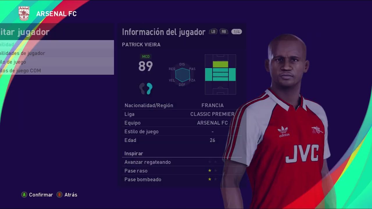 Patrick Vieira - PES Clasico (Face, Body& Stats)