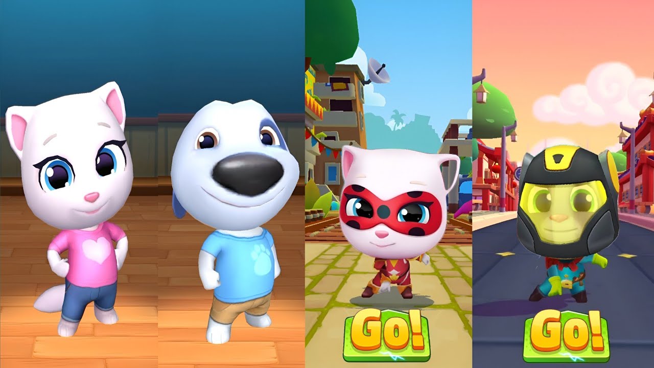 Talking Tom Gold Run 2 vs Hero Dash 😱 Prehistoric Boss Raccoons STEAL Hero Suits! Ultimate battle 