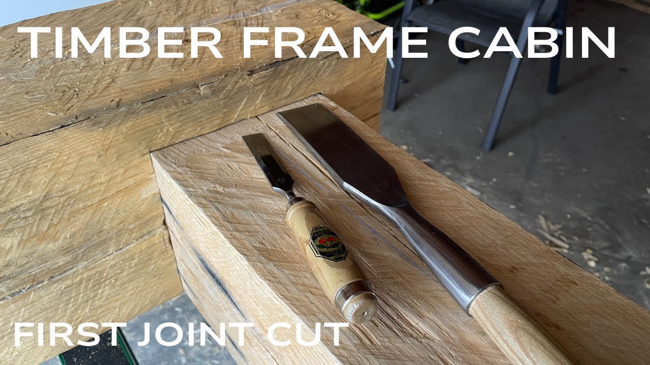 First Joint Cut! Timber Frame Cabin Walls Are Happening