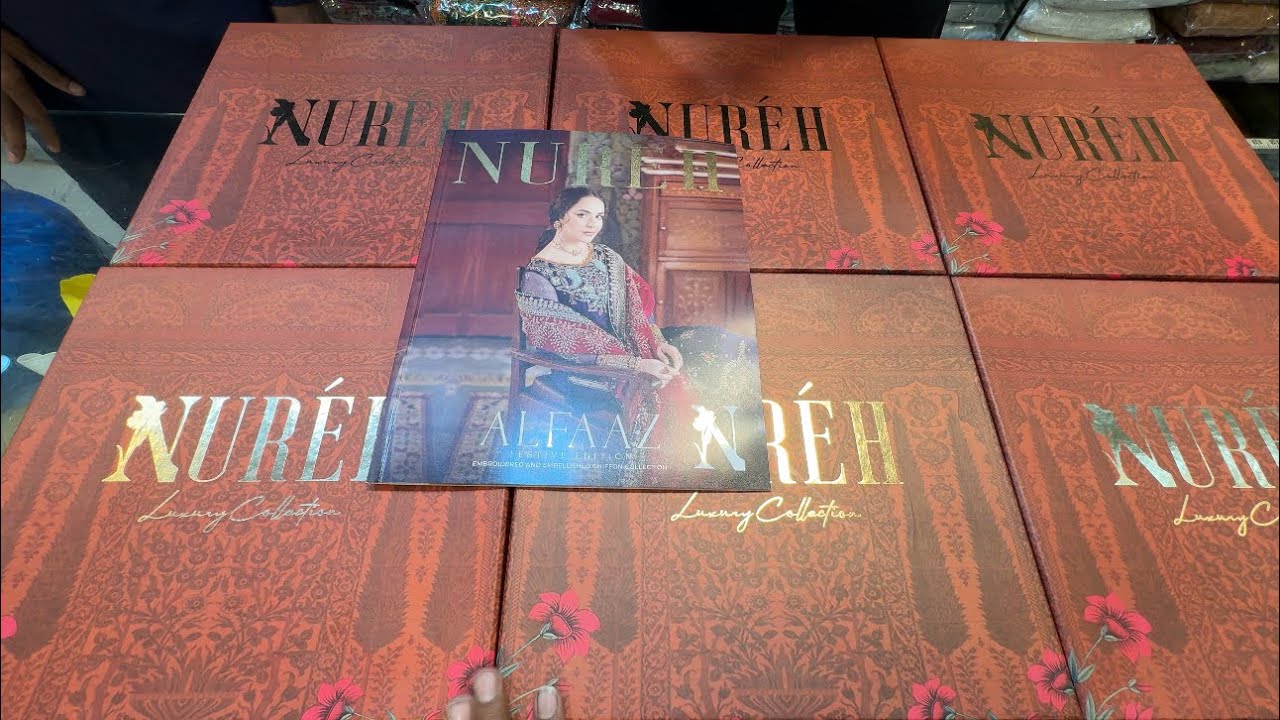 Nureh Alfaaz Luxury Chiffon Handwork | Heavy Designs complete 4pc including Heavy inner trouser