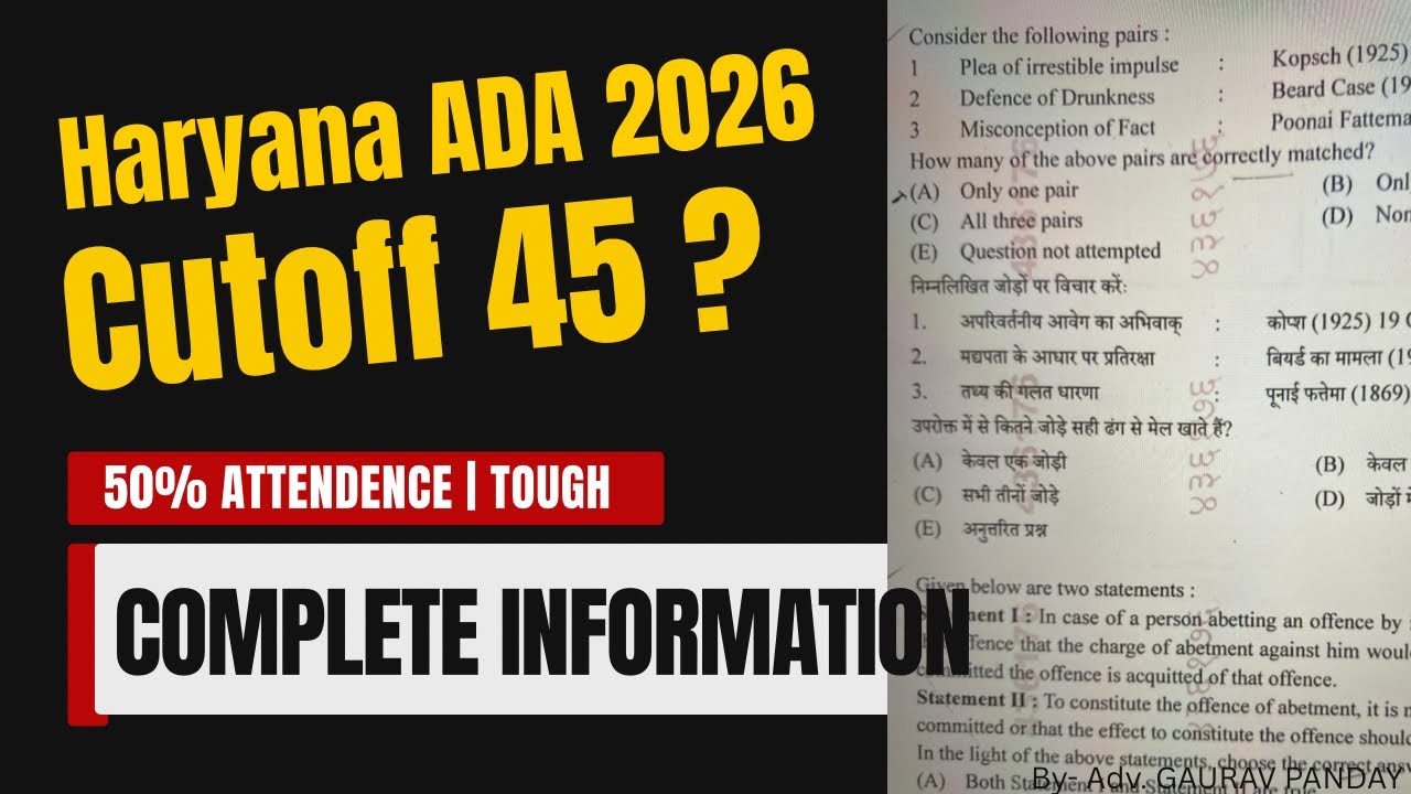 Haryana ADA 2026 | Expected cutoff 