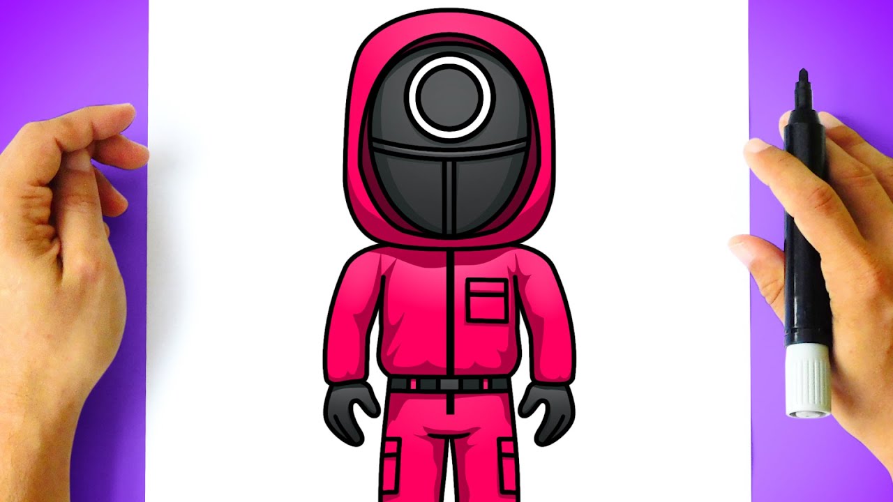 Como DESENHAR GUARDA de ROUND 6 - Cómo DIBUJAR EL JUEGO DEL CALAMAR - How to DRAW SQUID GAME GUARD