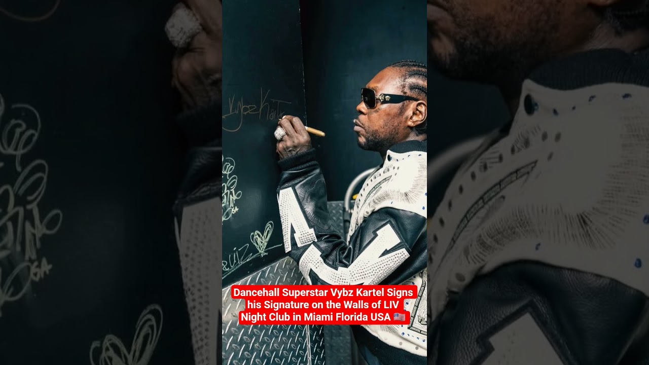 Dancehall Superstar Vybz Kartel Signs his Signature on the Walls of LIV Night Club in Miami USA 🇺🇸