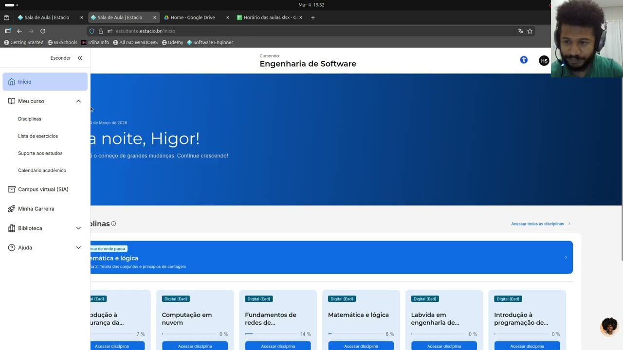 Engenharia de software  Estácio - Mostrando um pouco do portal do aluno #3
