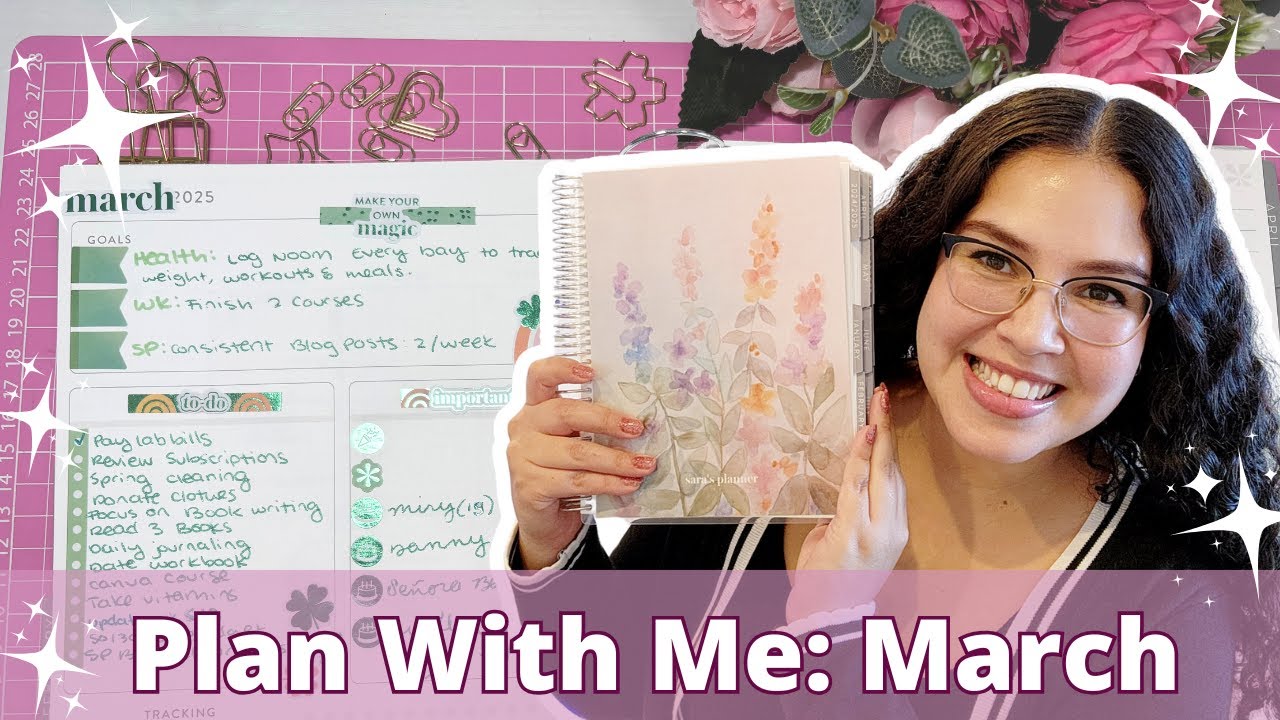 Erin Condren Monthly Planner Dashboard Ideas: March Setup  🌷✨