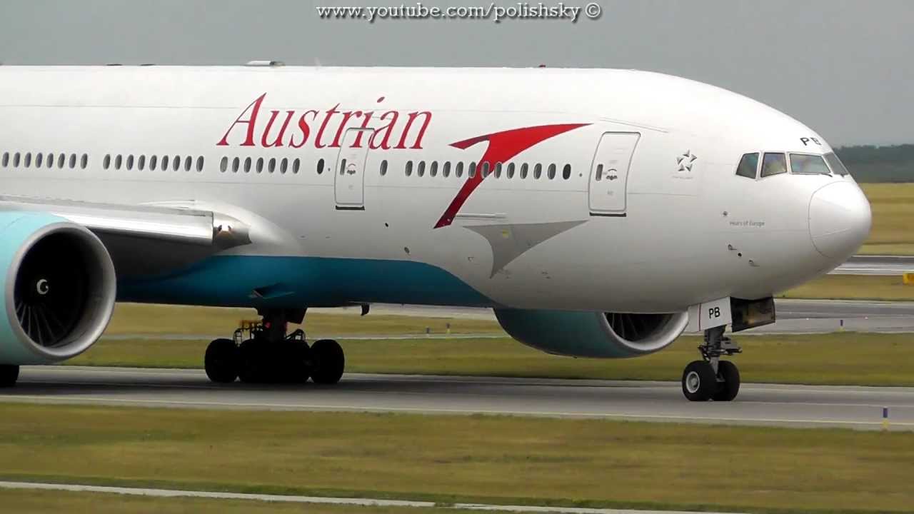 Austrian Airlines Boeing 777-200ER Reg: OE-LPB Takeoff Vienna International Airport LOWW /  VIE