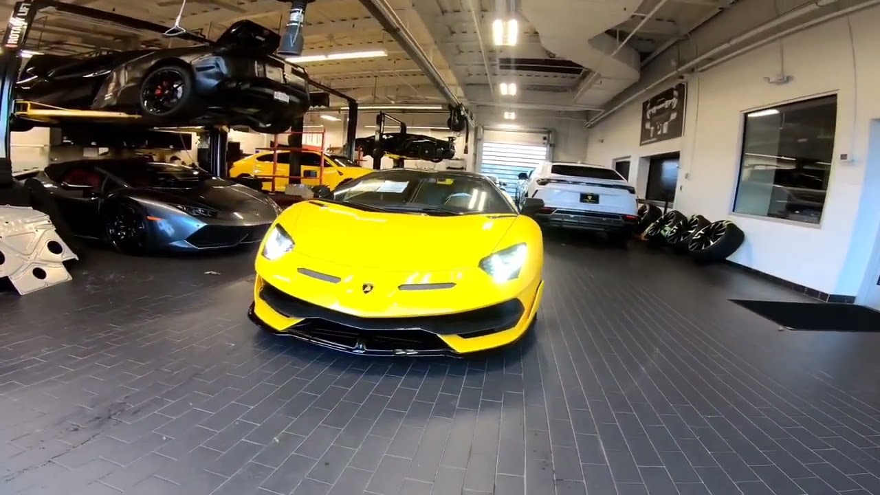 Yellow Lamborghini Aventador SVJ Heading into the Shop for Storage 💛 