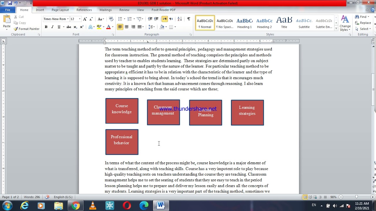 EDU301 GDB 1 solution idea | fall 2020 | fall 2021 solution diea for GDB 1 edu301 | assignment quiz