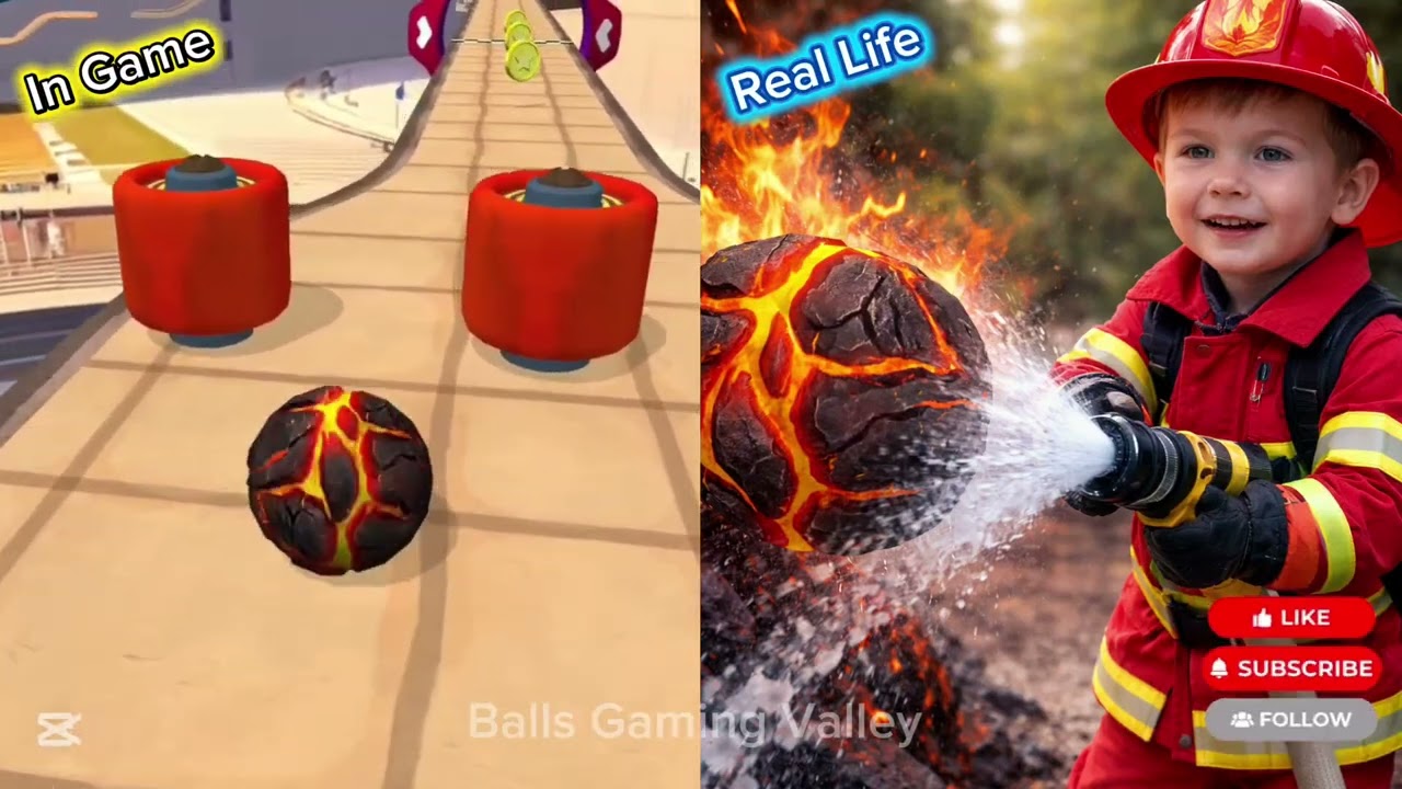 Going Balls 🔥🏈🎱 SPEEDRUN VS In Game vs Real Life A little American Boy vs Split Screen 