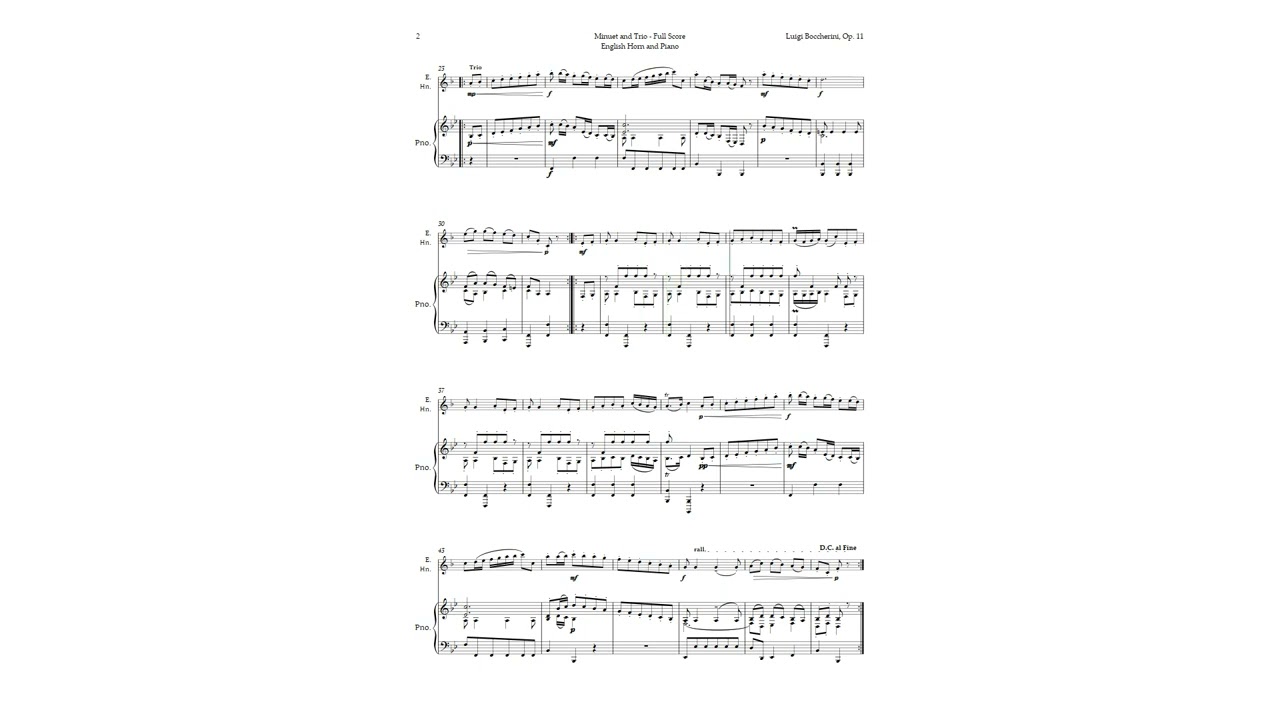 Minuet and Trio by Boccherini for English Horn and Piano | ARRANGEMENT