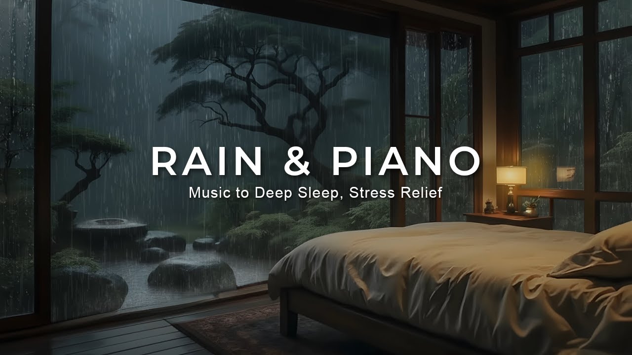 Peaceful Rainy Night Piano - Warm Bedroom Music for Stress Relief, Anxiety Ease, and Meditation