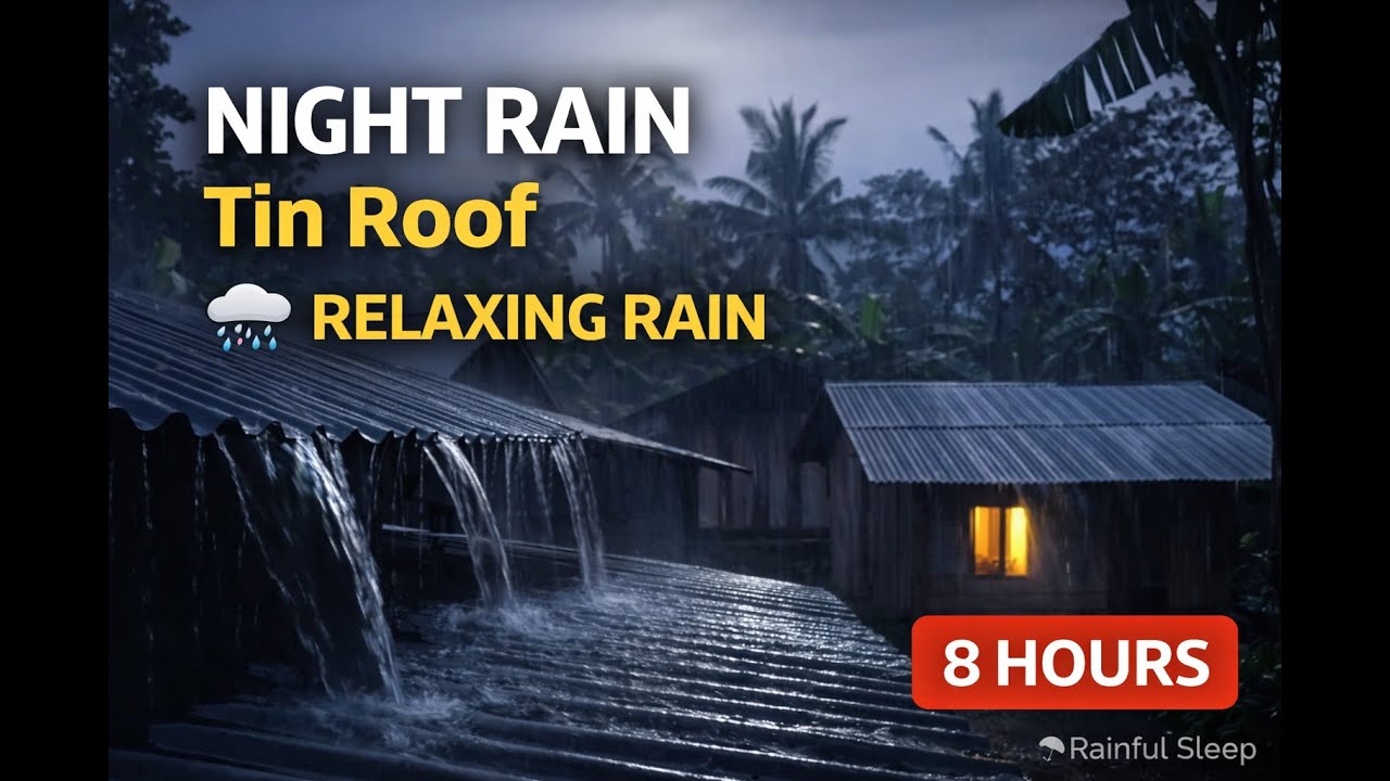 8 Hours Night Rain on Tin Roof 🌧️ Deep Sleep & Relaxing Rain Sounds
