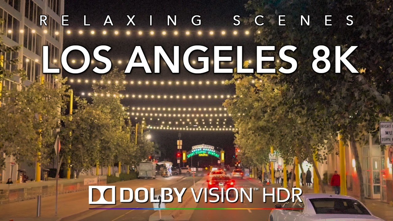 Driving Los Angeles at Night 8K Dolby Vision HDR - Santa Monica to Long Beach