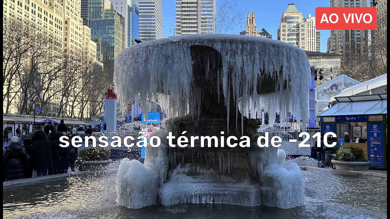 🔴 AO VIVO em Nova York a –21 °C! ❄️🥶 Frio extremo pelas ruas da cidade
