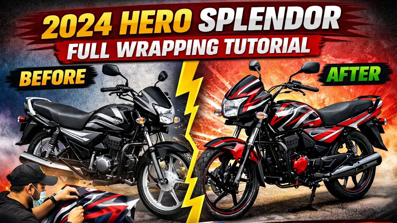 🔥 2024 Hero Splendor Full Wrapping Video | Step-by-Step Wrapping Tutorial 🔥