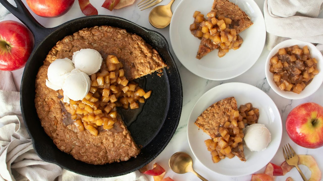 A Warm, Gooey Caramel Apple Skillet Oatmeal Cookie Made for Sharing