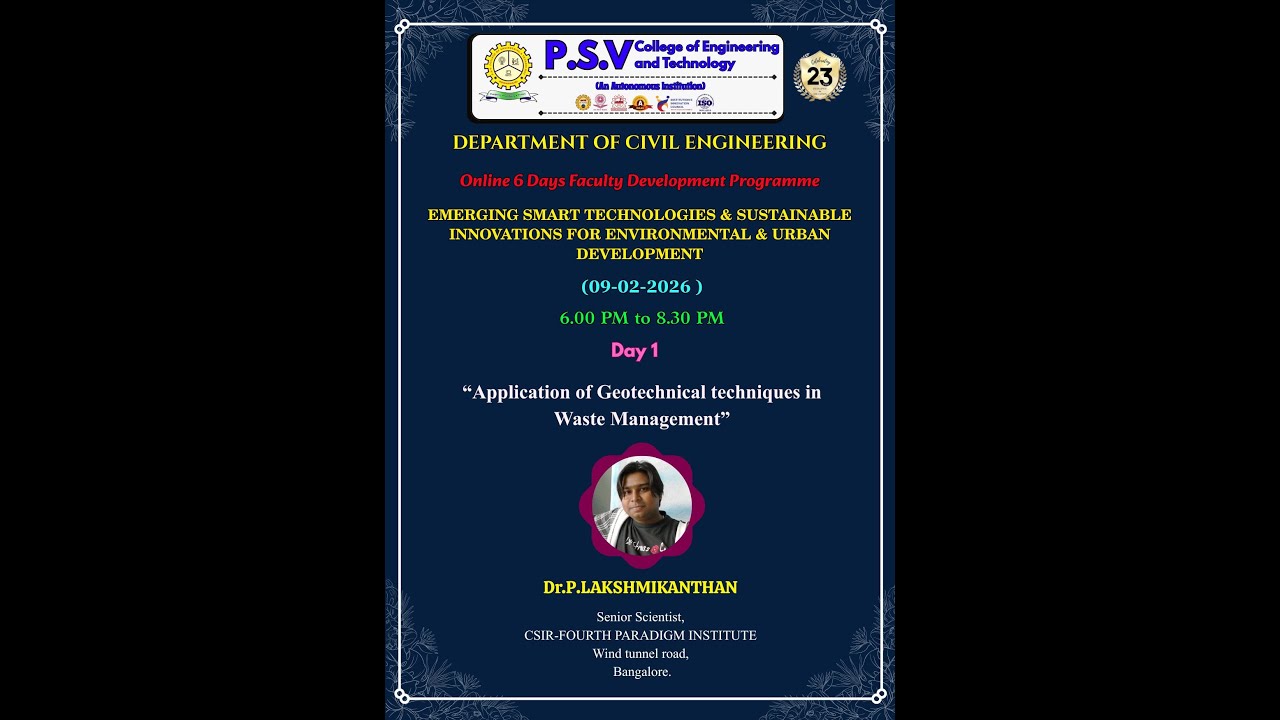 DAY 1(09-02-2026) -APPLICATION OF GEOTECHNICAL TECHNIQUES IN WASTE MANAGEMENT