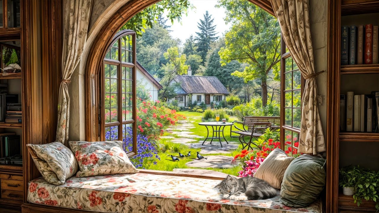 Cozy Garden by the Window 🌿 Nature Whispers, Birdsong & Fresh Air for Deep Relaxation