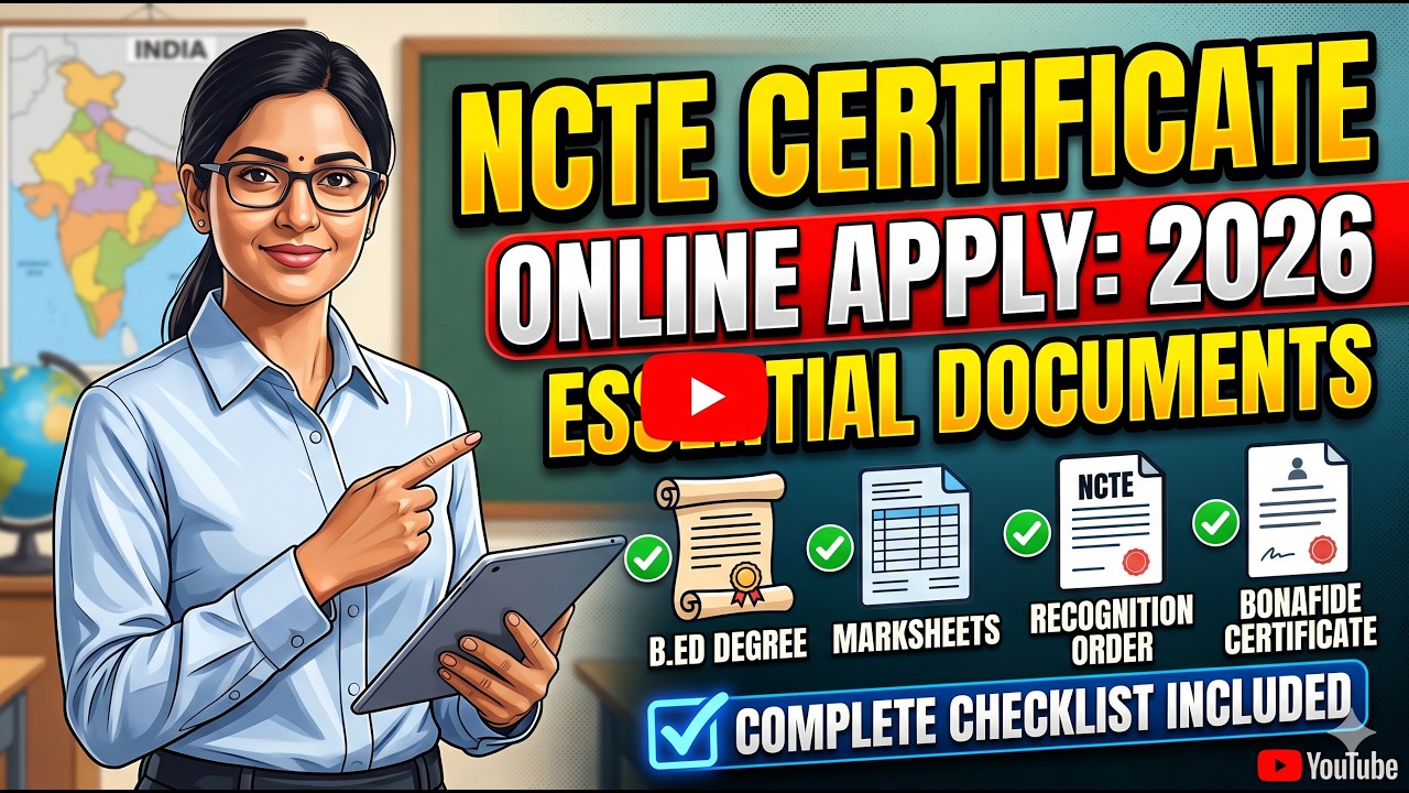 NCTE Certificate Online Apply 2026 | Required Documents for NCTE Certificate Registration