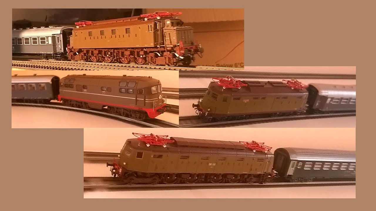 FS in HO early 80s: E428 v2 with diretto; E428v3 with SBB International; E424 and D342 with locales.