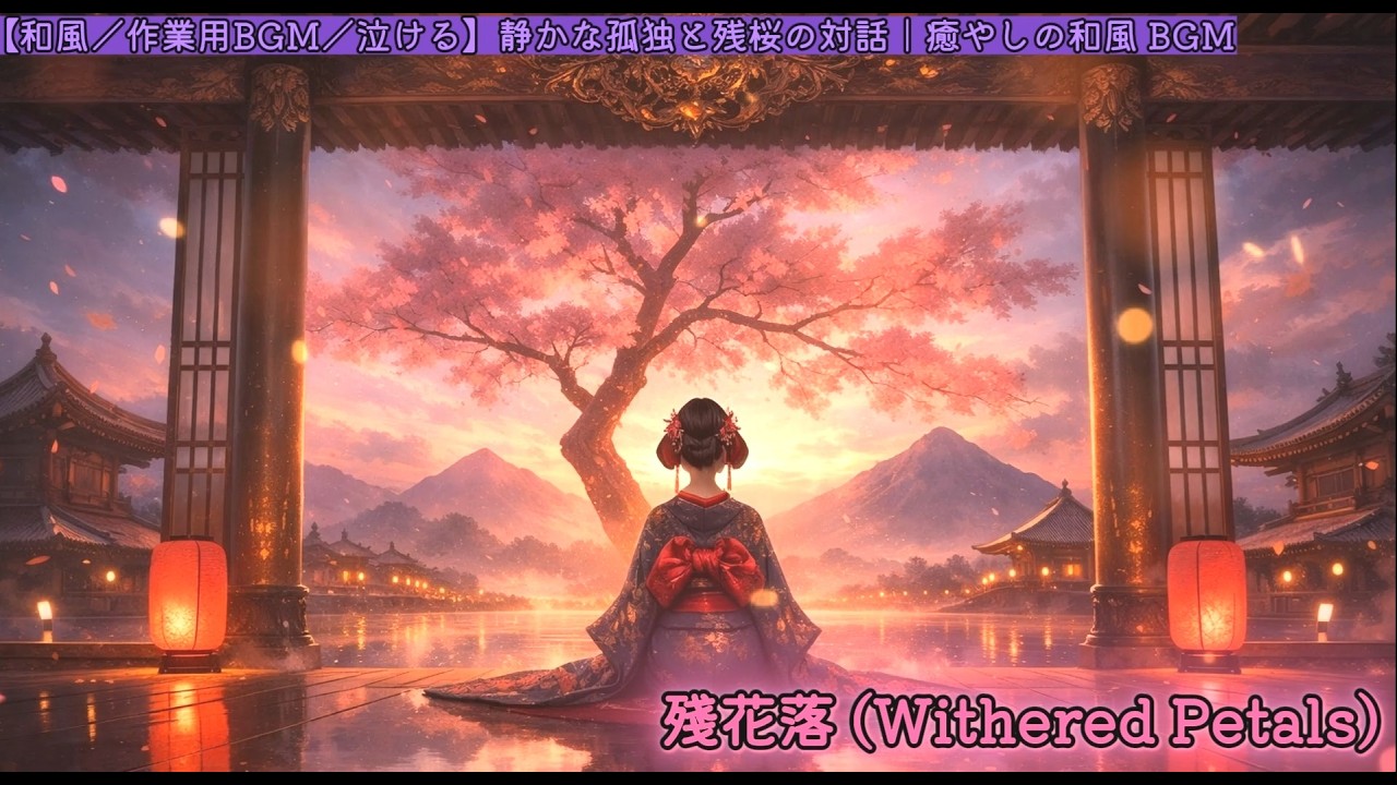 【作業用BGM/和風/泣ける】殘花落 (Withered Petals) ｜靜かな孤獨と殘櫻の對話｜Deep Focus Japanese BGM｜癒やし・勉強・瞑想・リラックス｜