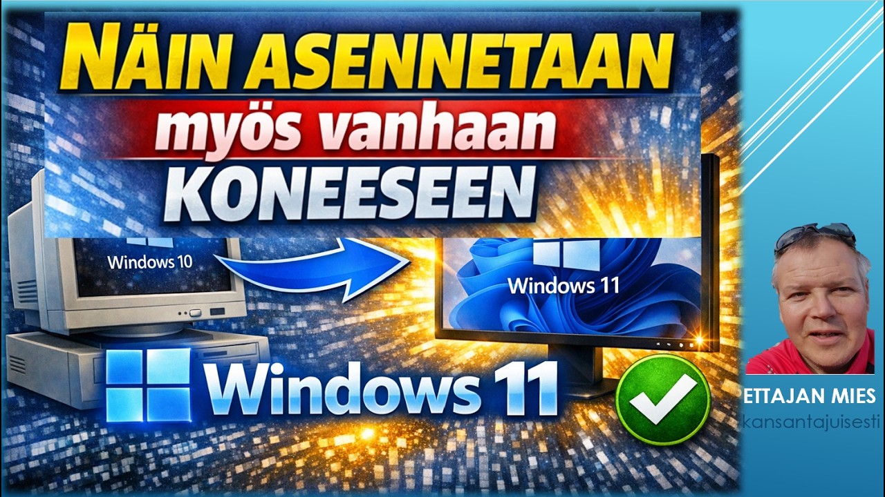 Näin asennetaan Windows 11 myös vanhaan koneeseen -  uusittu ohjevideo 03/2026