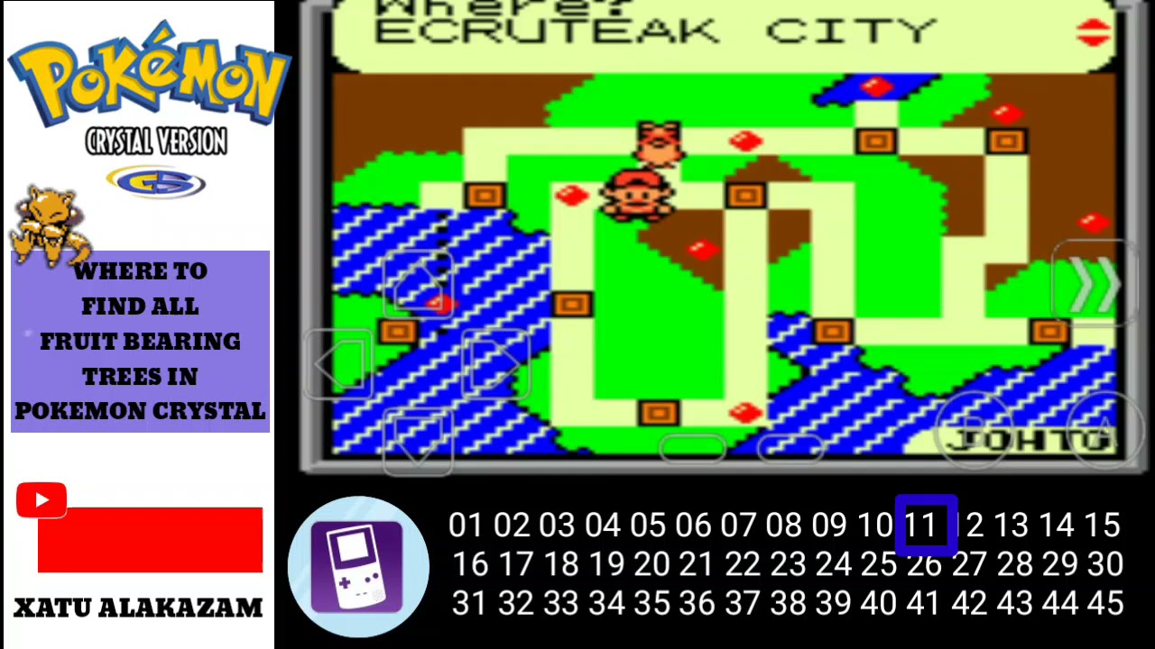 Where to get All Fruit Bearing Trees in Pokemon Crystal Version