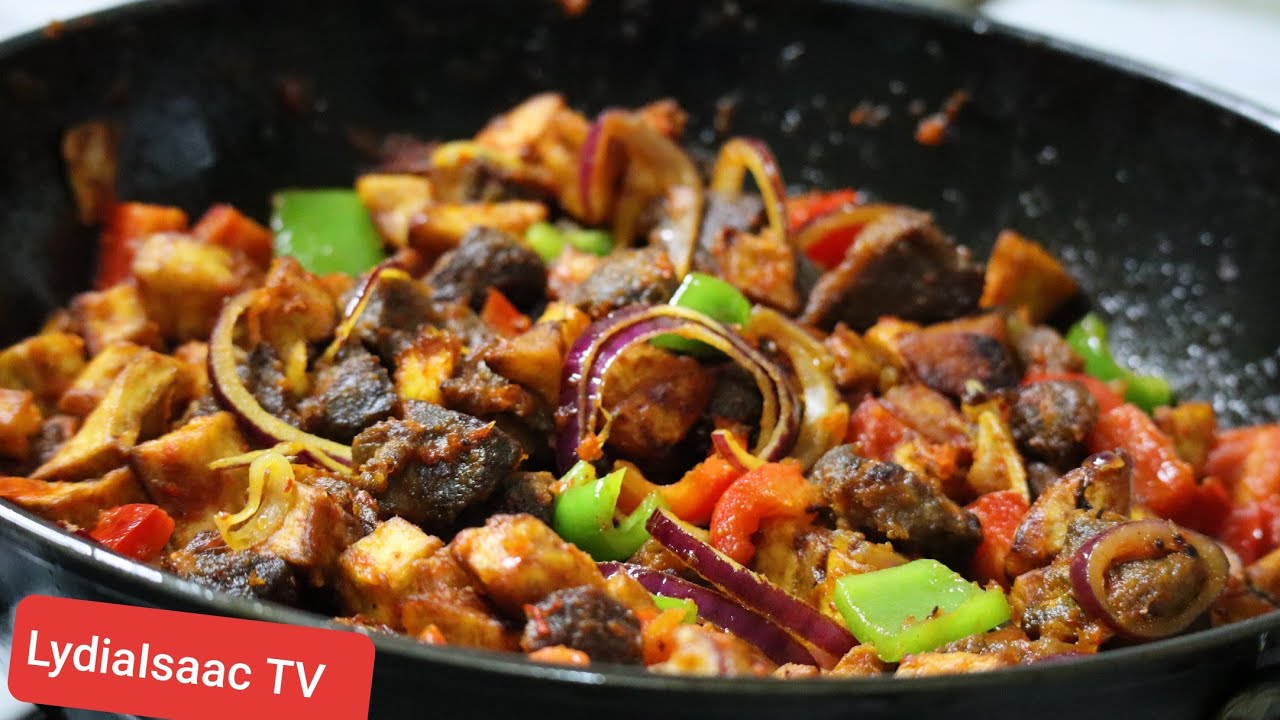 SIMPLE AND EASY STIR FRY VEGETABLE GOAT MEAT, PLANTAIN AND SWEET POTATO RECIPE