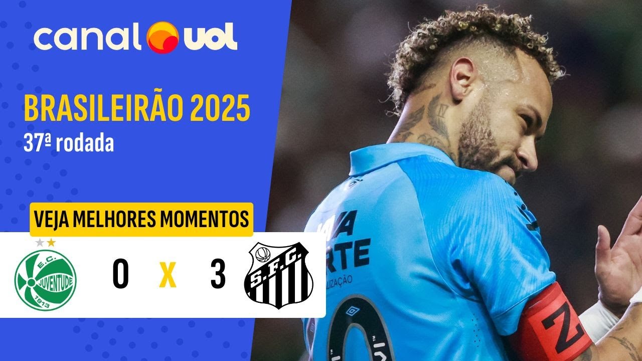 NEYMAR D&Aacute; SHOW, MARCA 3, SANTOS VENCE JUVENTUDE E VAI PARA &Uacute;LTIMA RODADA FORA DO Z4! VEJA GOLS