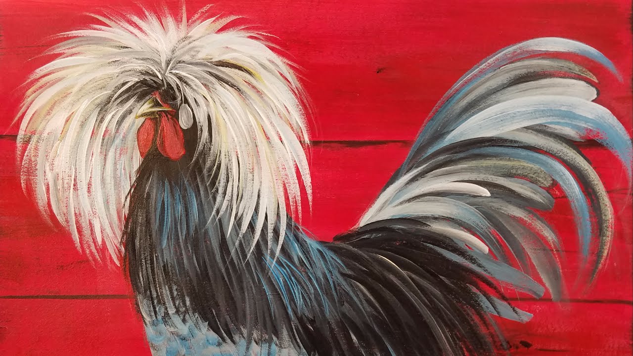 ROOSTER Acrylic Painting Tutorial for Beginners LIVE Step by Step 3 Color Challenge