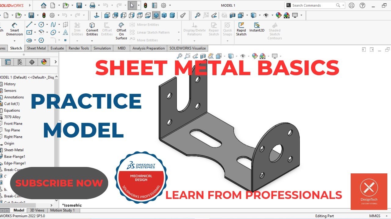 Sheet Metal Basics For Beginners @solidworks @DTechcadsolutions