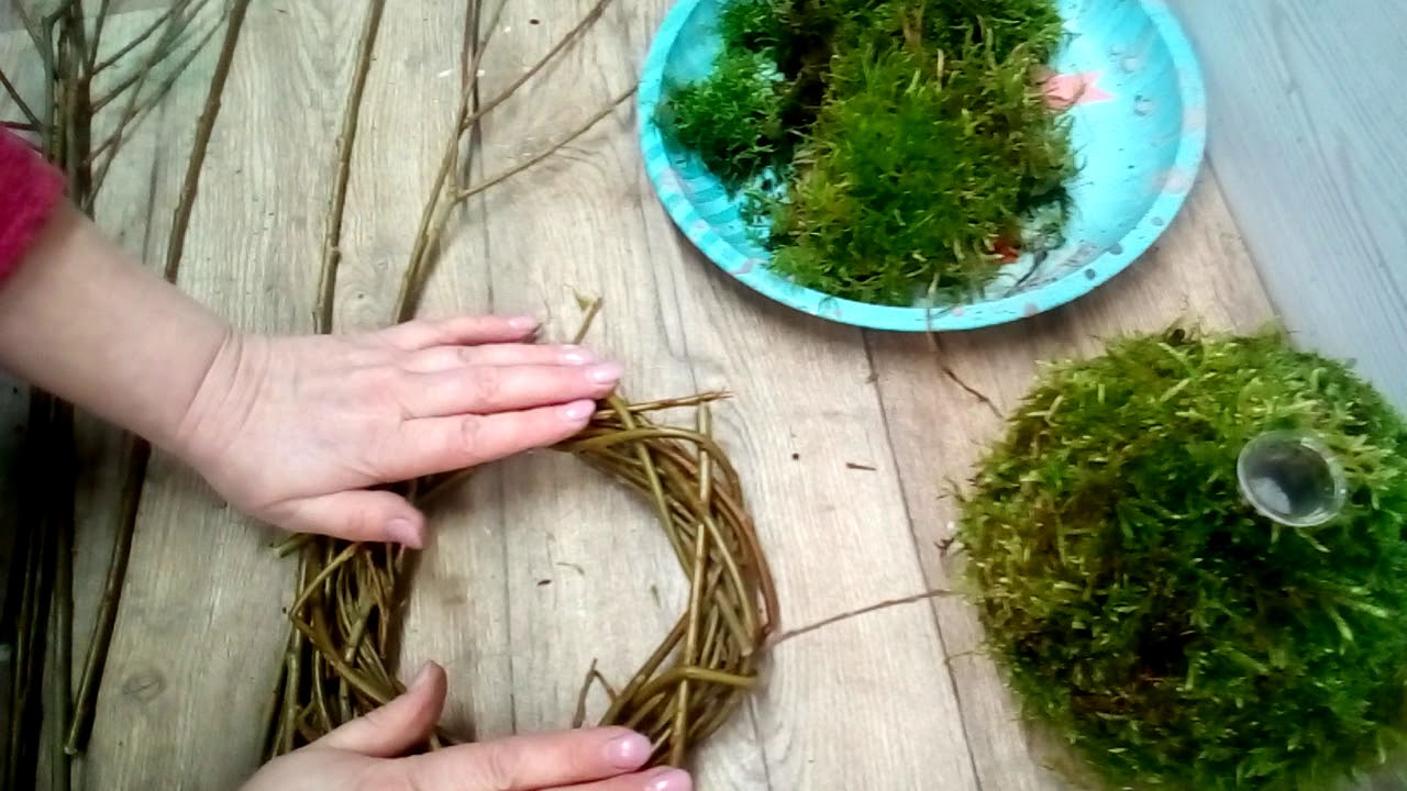 DIY Mooskugel Vase und Kranz