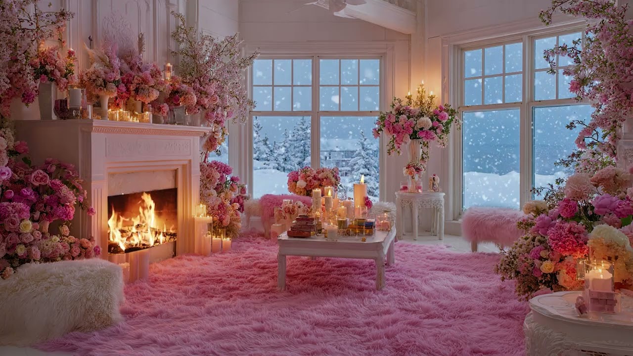 Winter Wind and Snow Beyond the Window | Cozy Fireplace Sounds for Relaxation and Restful Sleep