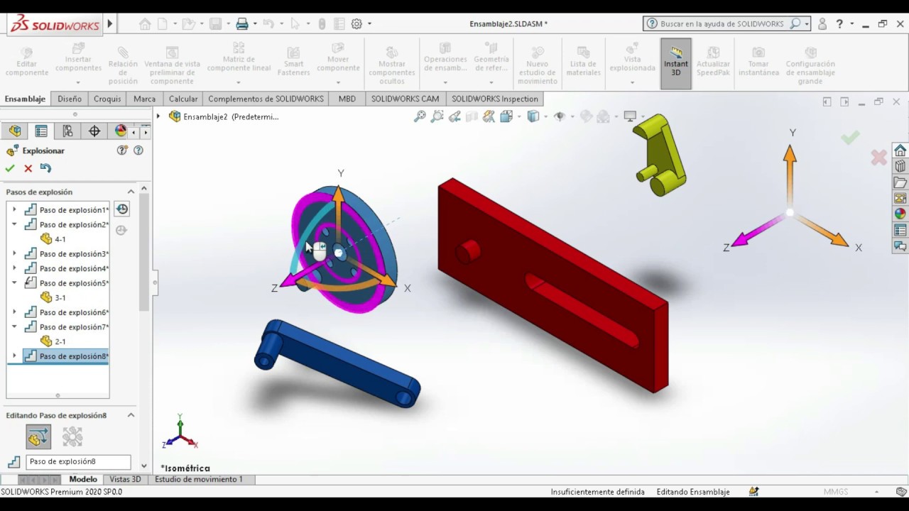 vista explosionada  y crear vídeo de animación En solidWorks