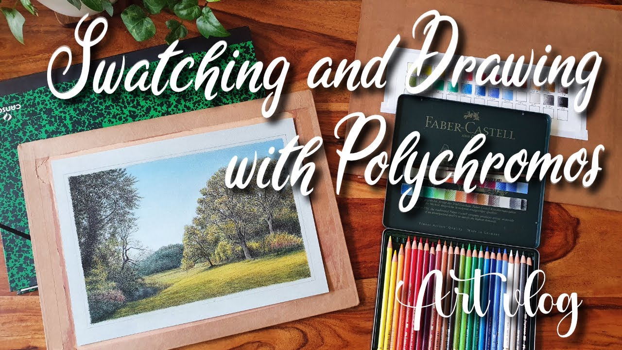 ART VLOG - Speed drawing landscape & swatching Polychromos pencils