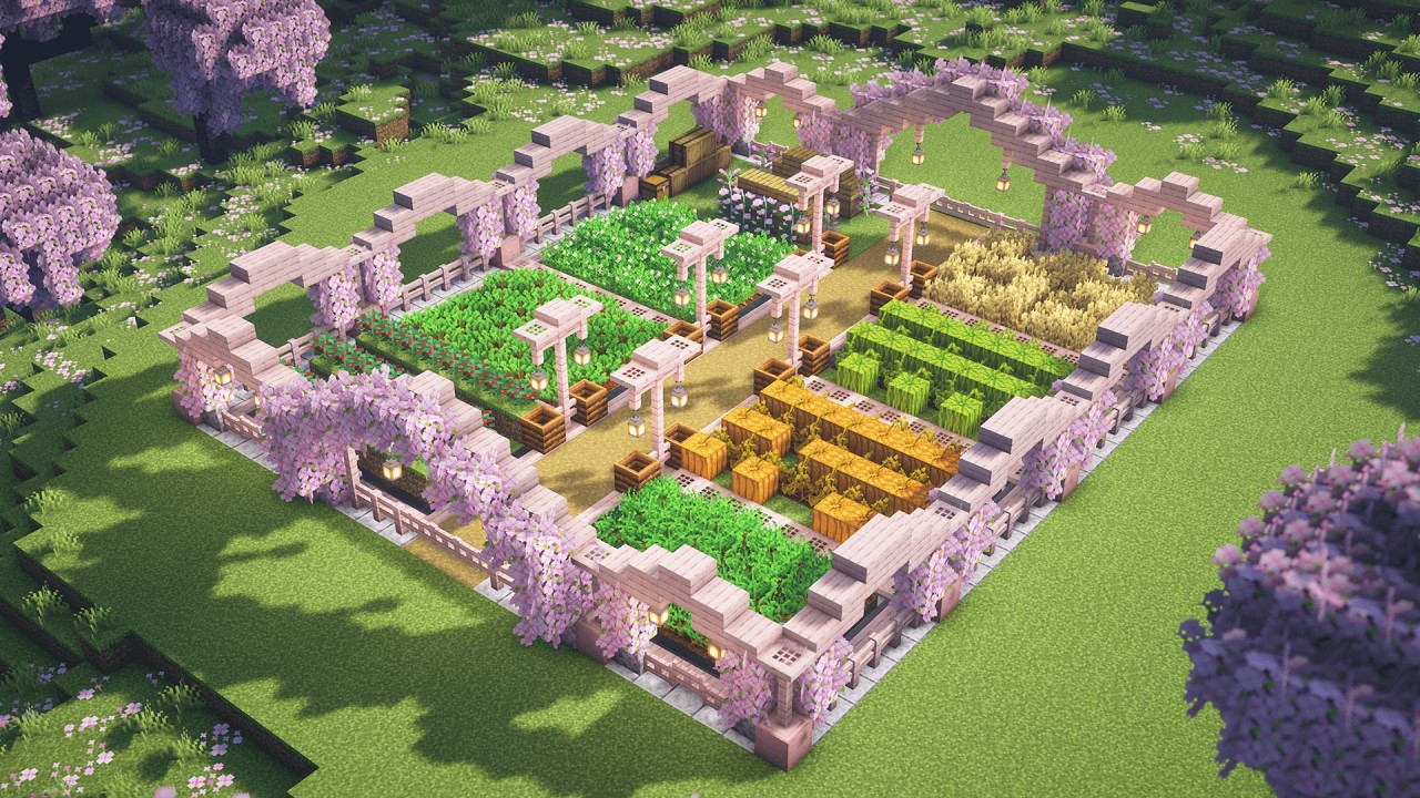 [Minecraft Tutorial] 🌸 Cherry Blossom Farm / Garden 🌱